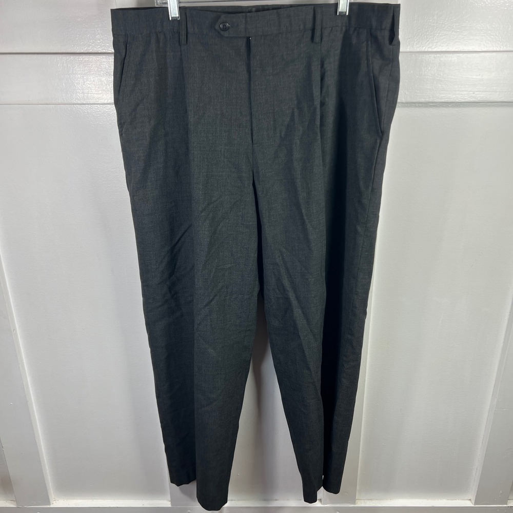 Andrew Fezza‎ FEZZA Charcoal Gray Wool Blend Dress Pants Mens 40x30 Flat Front